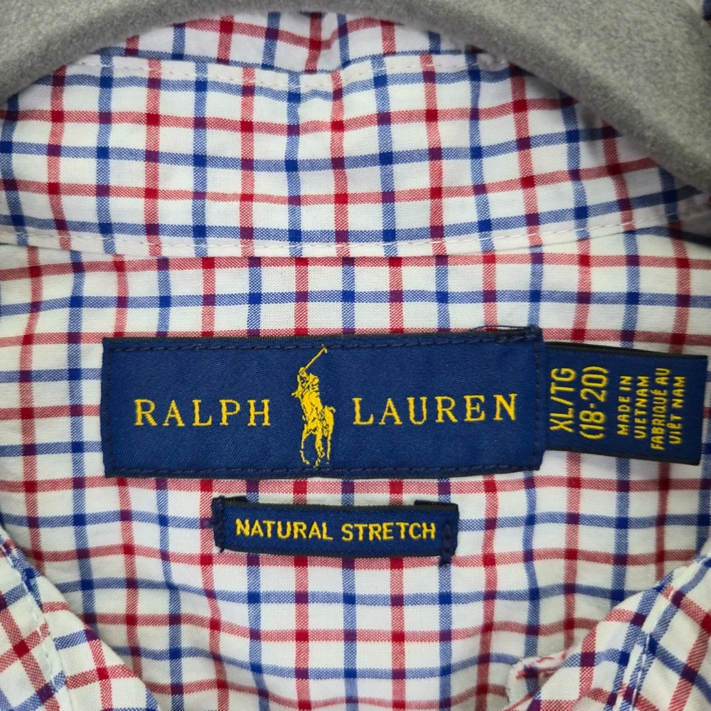 Ralph Lauren Boy Button Down Shirt Size XL 18 Windowpane Preppy Kidcore Academia